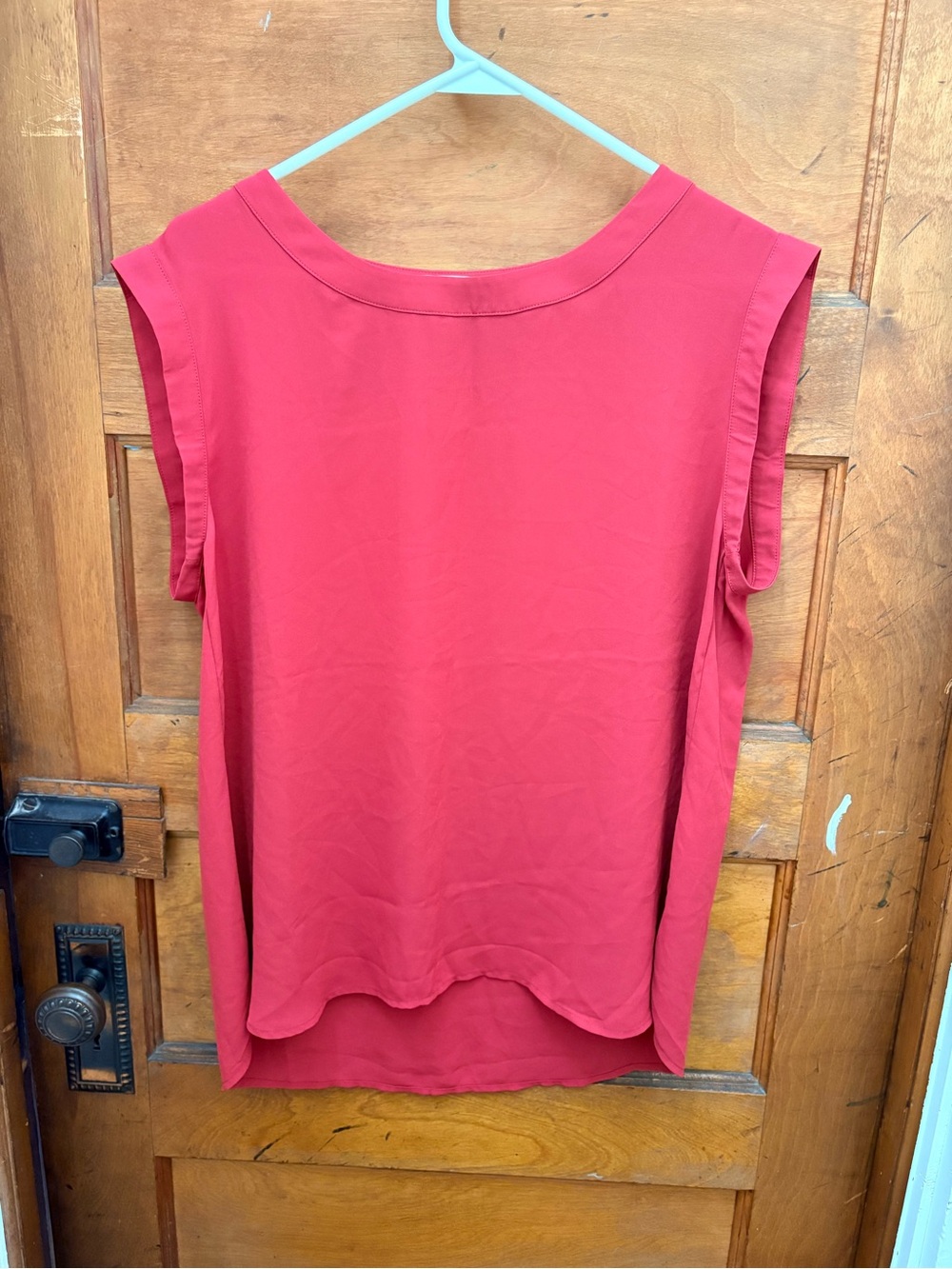 J. Crew Coral-Red Sleeveless Scoop-Neck Blouse